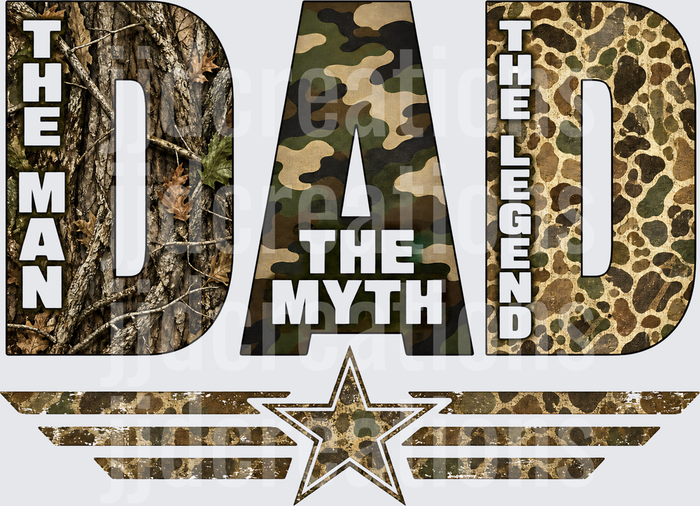 DAD The Man The Myth The Legend Camouflage Military Star Design