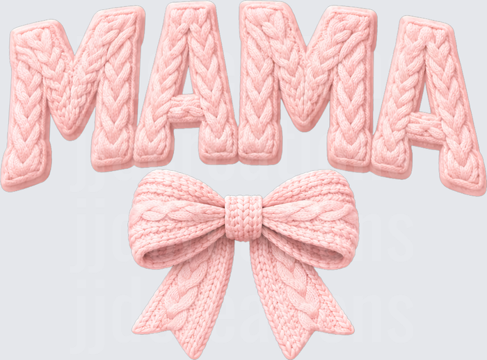 Pink Cable Knit MAMA with Bow Design