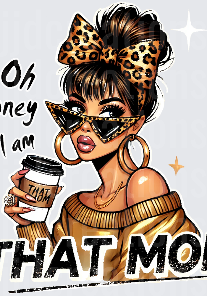 Oh Honey I Am That Mom Leopard Print Coffee Design