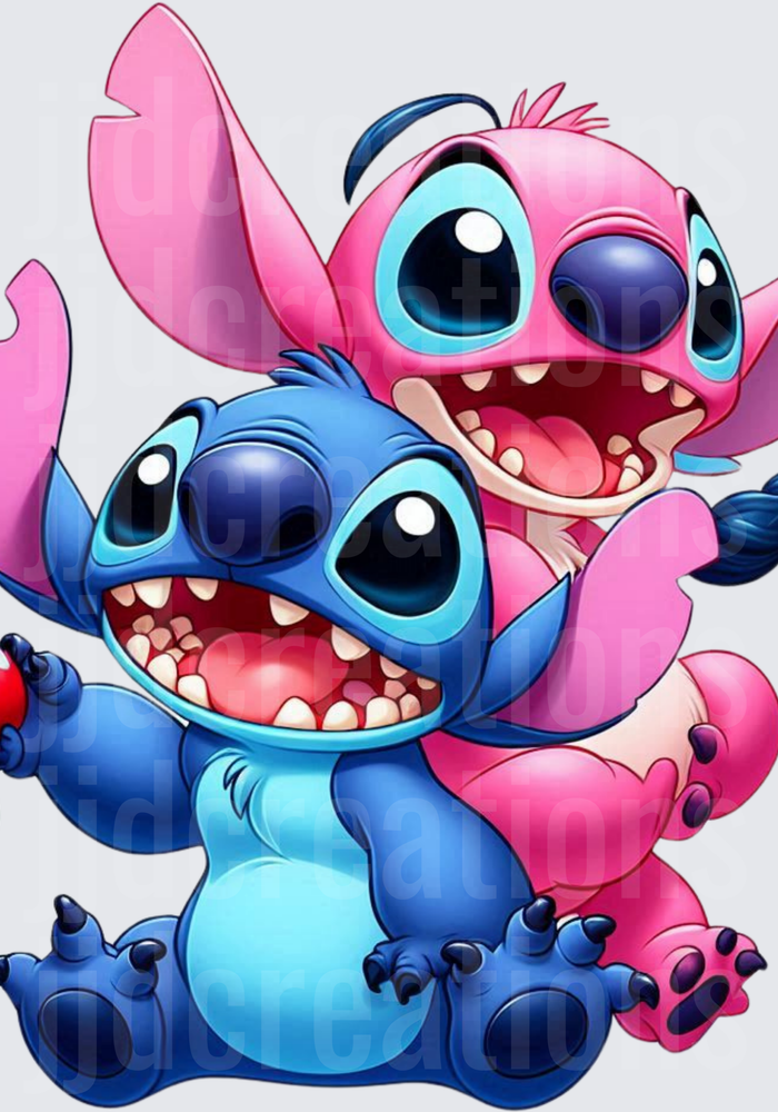 Stitch and Angel Hugging with Red Rose Disney Lilo & Stitch
