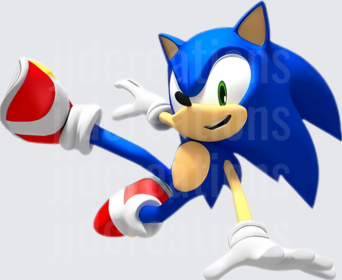 Sonic the Hedgehog Running with White Gloves and Red Shoes