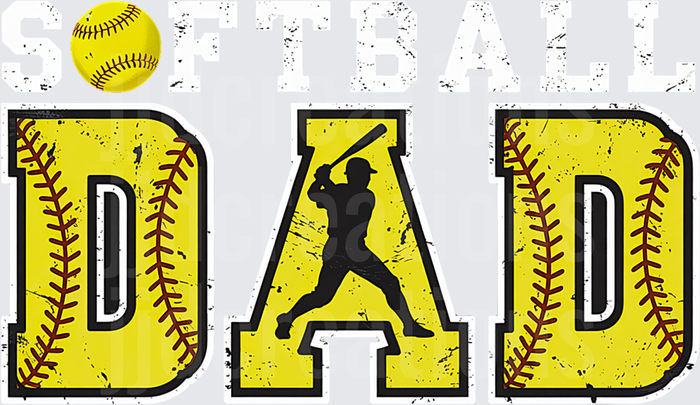 DAD Softball Baseball Player Silhouette Yellow Distressed