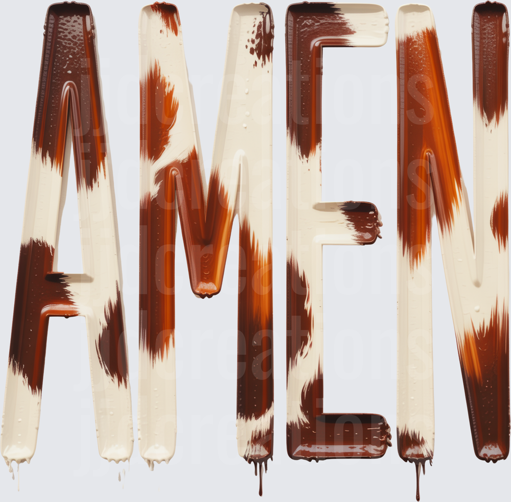 AMEN Dripping Chocolate Paint Brush Stroke Letters