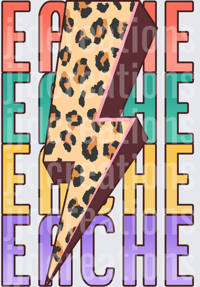 Teacher Lightning Bolt with Leopard Print Pattern
