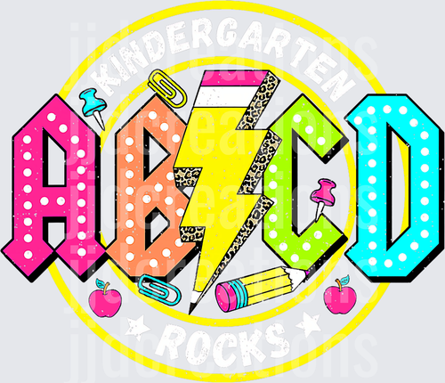 ABCD Letters with Lightning Bolt and School Supplies Design
