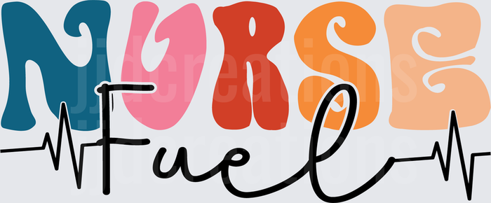 Nurse Fuel Heartbeat EKG Medical Typography Design