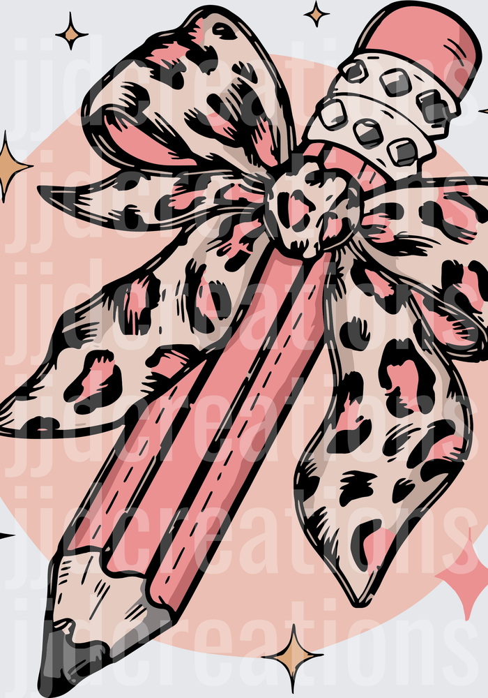 Pink Leopard Print Bow with Sparkle Stars