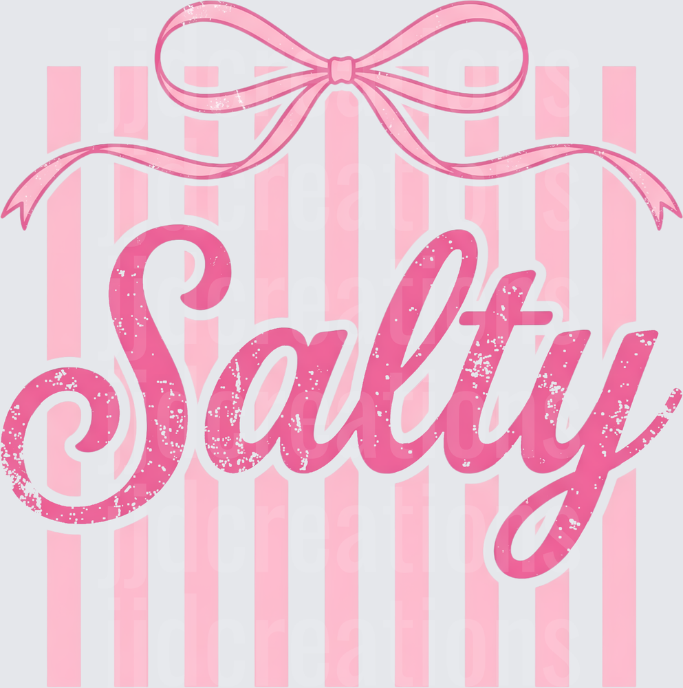Salty Script Typography with Pink Bow and Stripes