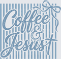 Coffee & Jesus Christian Faith Typography with Bow and Cross