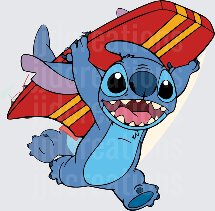 Stitch from Lilo and Stitch Running with Red and Yellow Cape