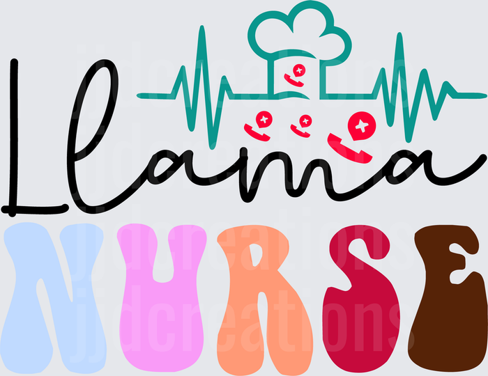 Llama Nurse with Heartbeat Line and Chef Hat Medical Design