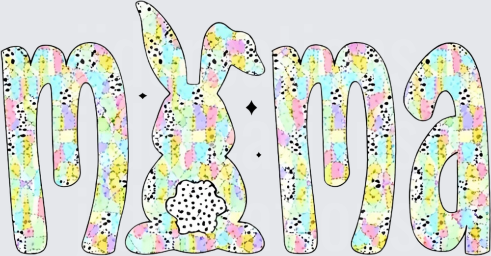 Mama Easter Bunny Pastel Rainbow Splatter Design
