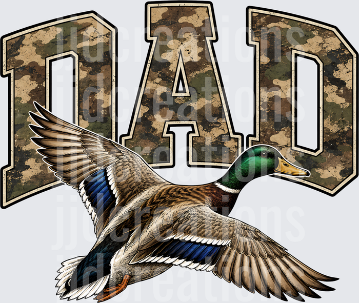 DAD with Flying Mallard Duck and Camo Pattern