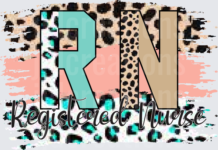 RN Registered Nurse Leopard Print Distressed Medical