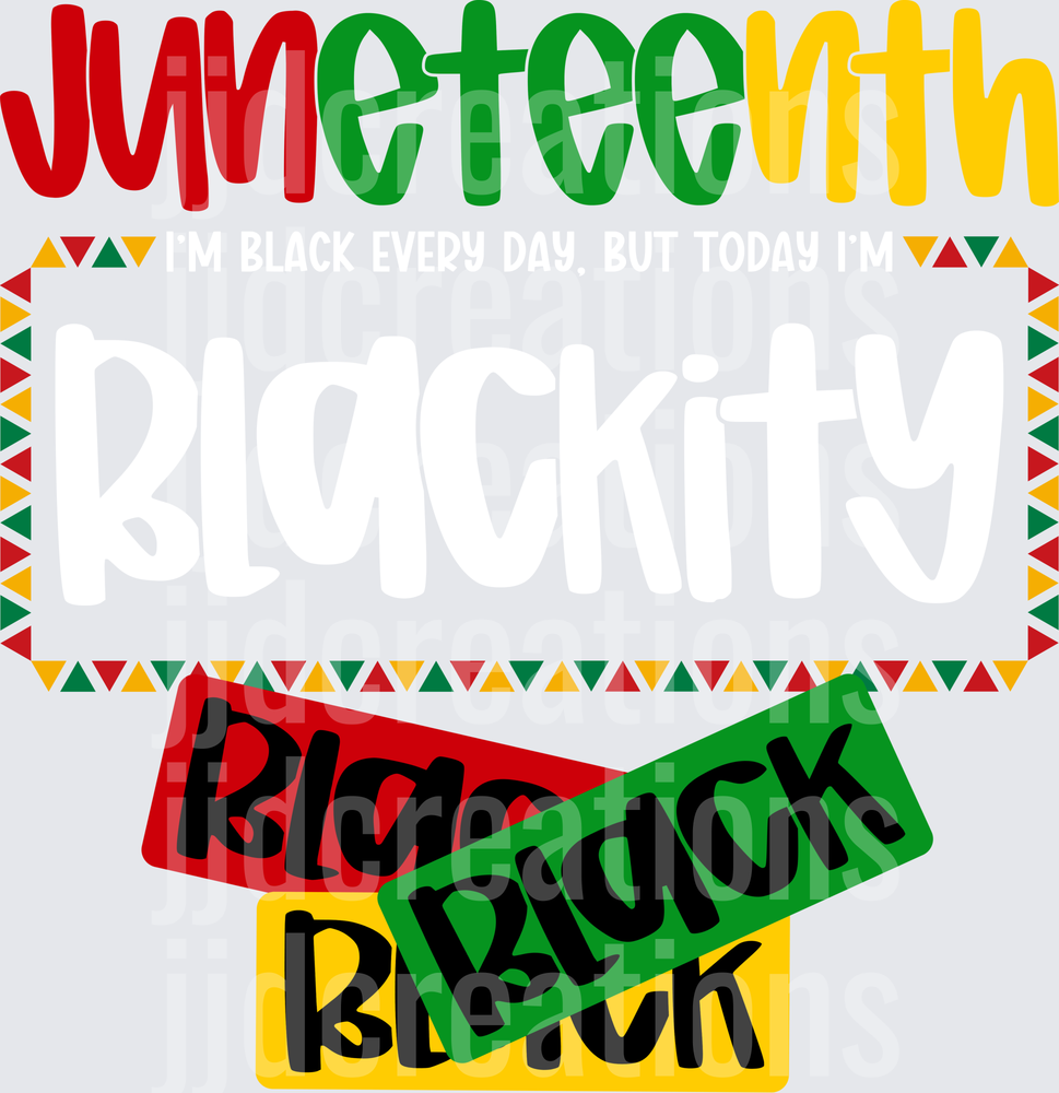 Juneteenth Celebration Design with Red Green Yellow Border Frame