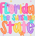 Florida the Sunshine State Colorful Bubble Letters with Flowers