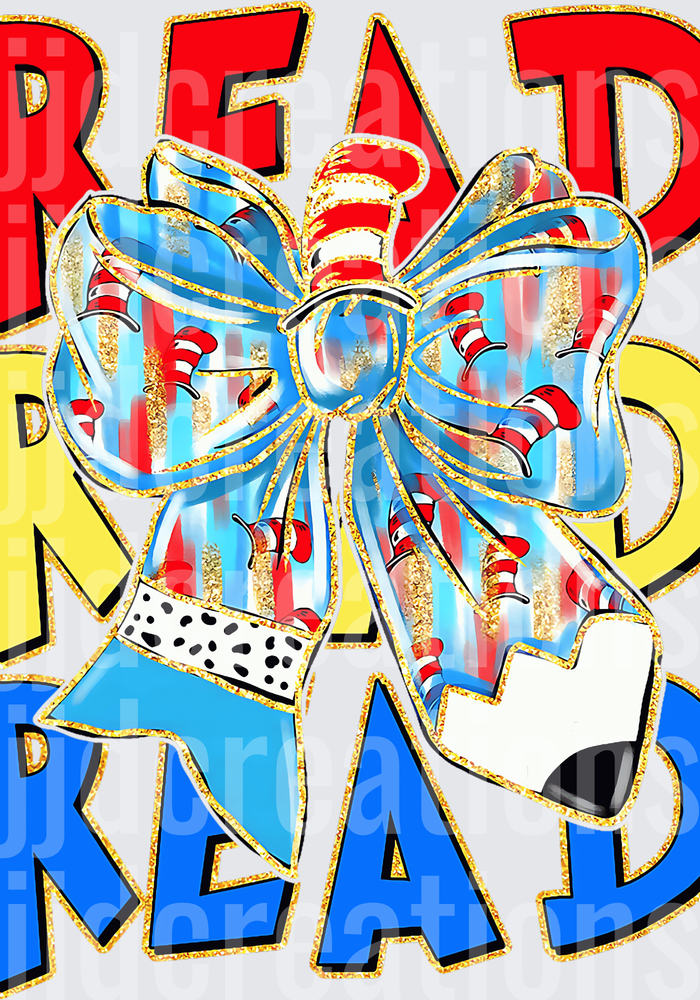 Read My Lips Bow with Cat in the Hat Stripes