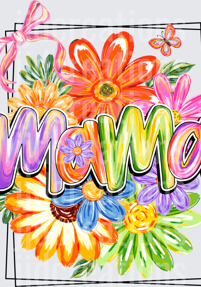 Mama Floral Bouquet with Colorful Blooms and Pink Bow