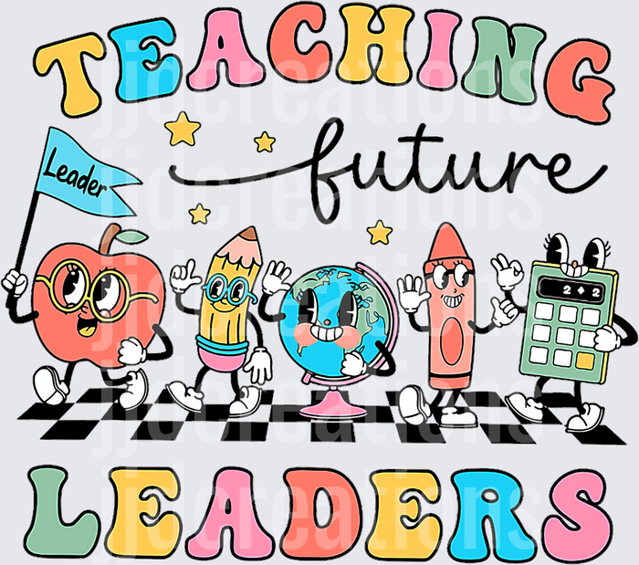 Teaching Future Leaders Cartoon School Supplies Design
