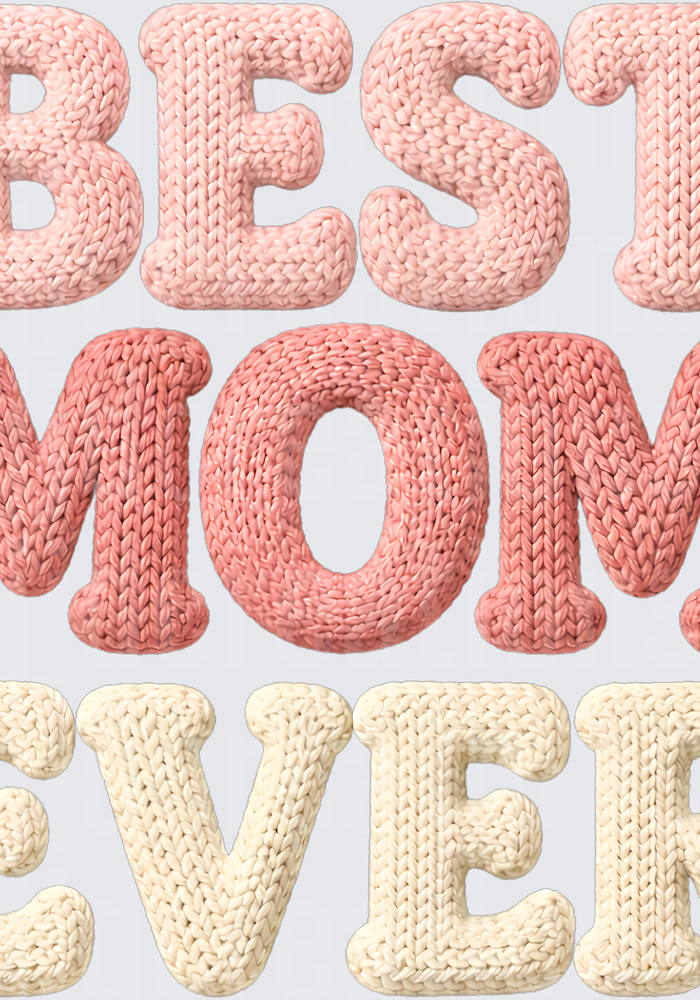 Best Mom Ever Chunky Knit Letters in Pink and Cream