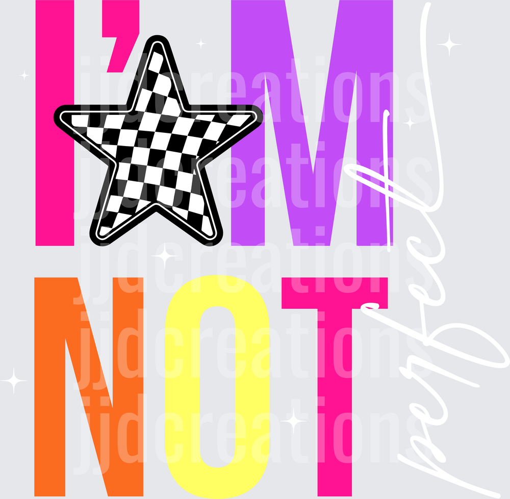 I Am Not Checkered Star Colorful Typography Design