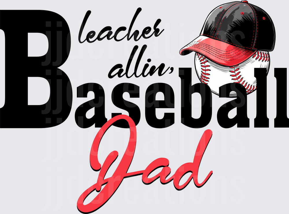 Baseball Teacher Dad Design with Cap and Ball Graphics