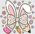 Easter Bunny Ears with Colorful Bow and Spring Elements