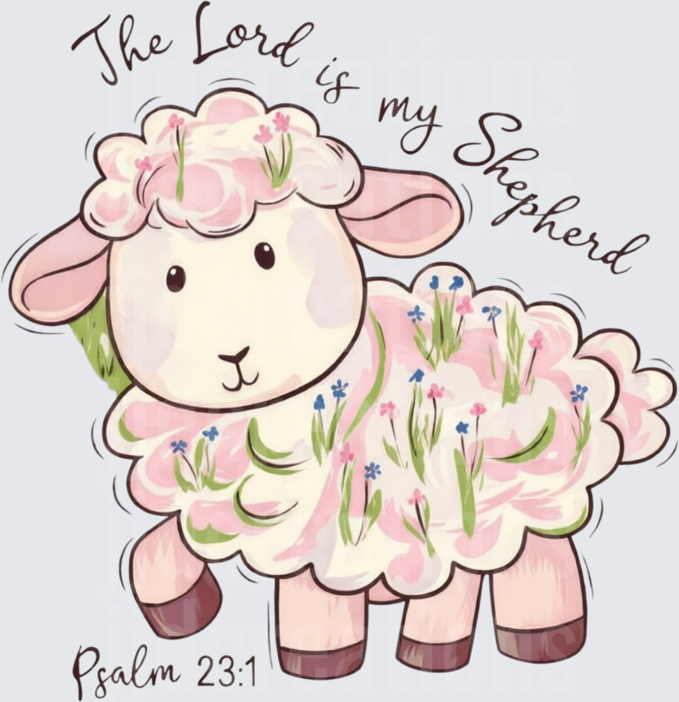 The Lord is My Shepherd Psalm 23:1 Floral Lamb Design