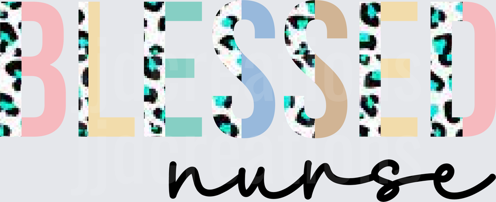 BLESSED Nurse Leopard Print Pastel Typography Design