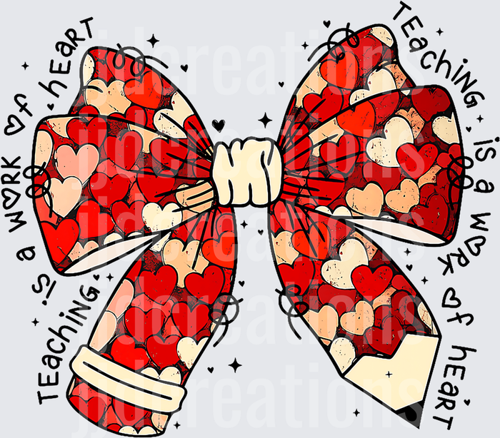 Teaching is a Work of Heart Bow with Hearts Pattern