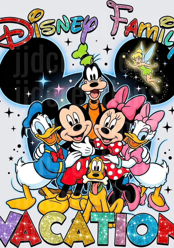 Disney Family Vacation Mickey Minnie Donald Daisy Goofy Pluto Tinker Bell