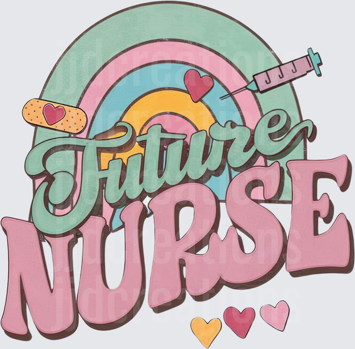 Future Nurse Retro Rainbow with Medical Syringe and Bandage