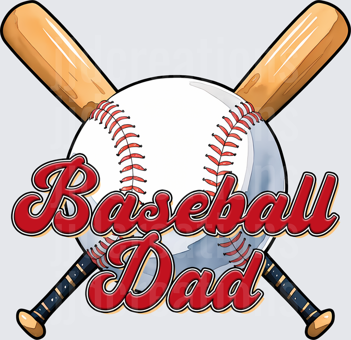 Baseball Dad with Crossed Bats and Baseball