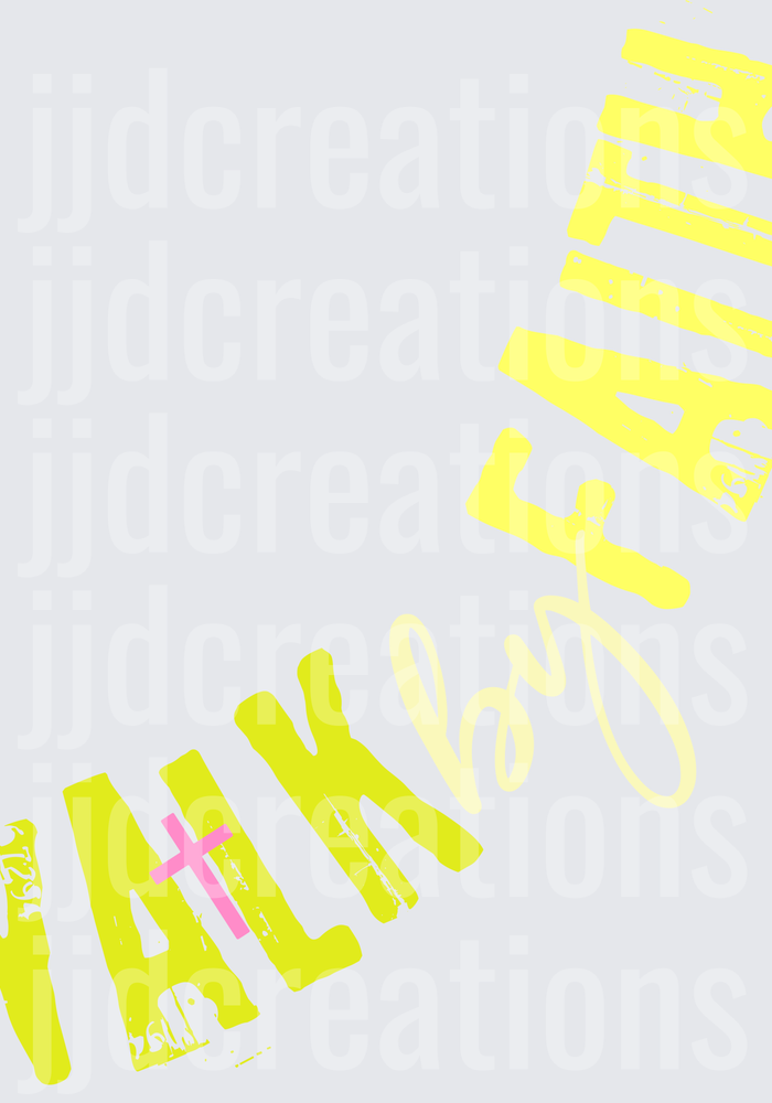 Walk By Faith Pink Cross Lime Green Distressed Text
