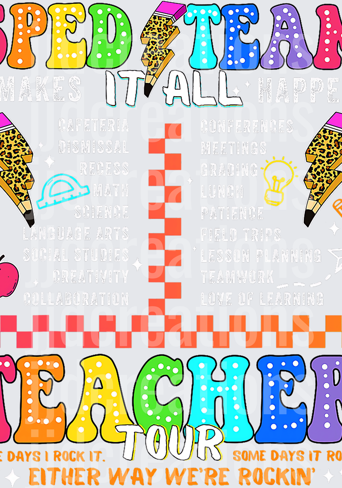 SPED Team Teacher Tour Colorful Letters with School Icons