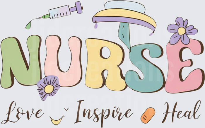 NURSE Love Inspire Heal with Medical Syringe and Flowers