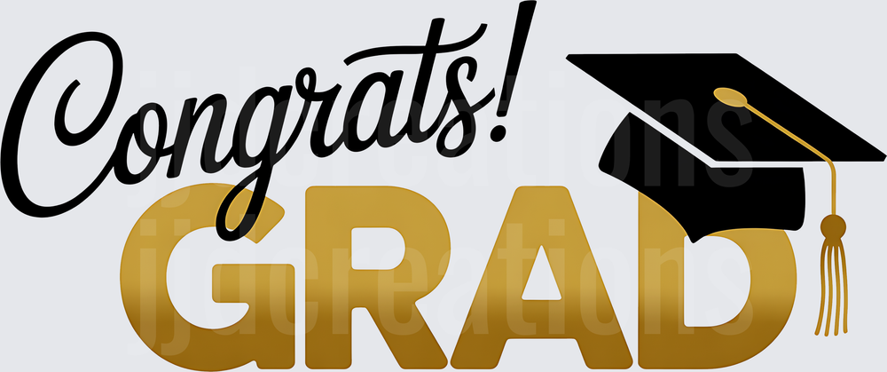 Congrats Grad with Black Graduation Cap and Gold Tassel