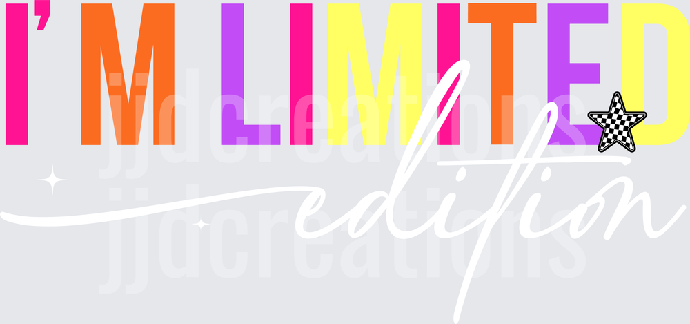 I'm Limited Colorful Text with Black and White Checkered Star