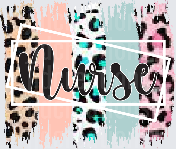 Nurse Leopard Print Geometric Pastel Design