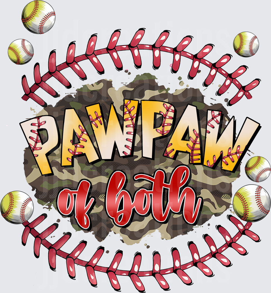 Papaw of Both Baseball Stitching Circle with Camouflage