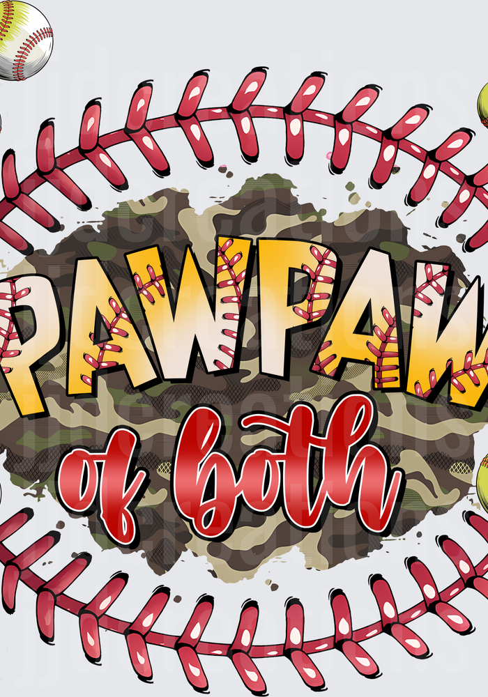Papaw of Both Baseball Stitching Circle with Camouflage