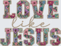 Love Like Jesus Floral Embroidered Letters with Rope Border
