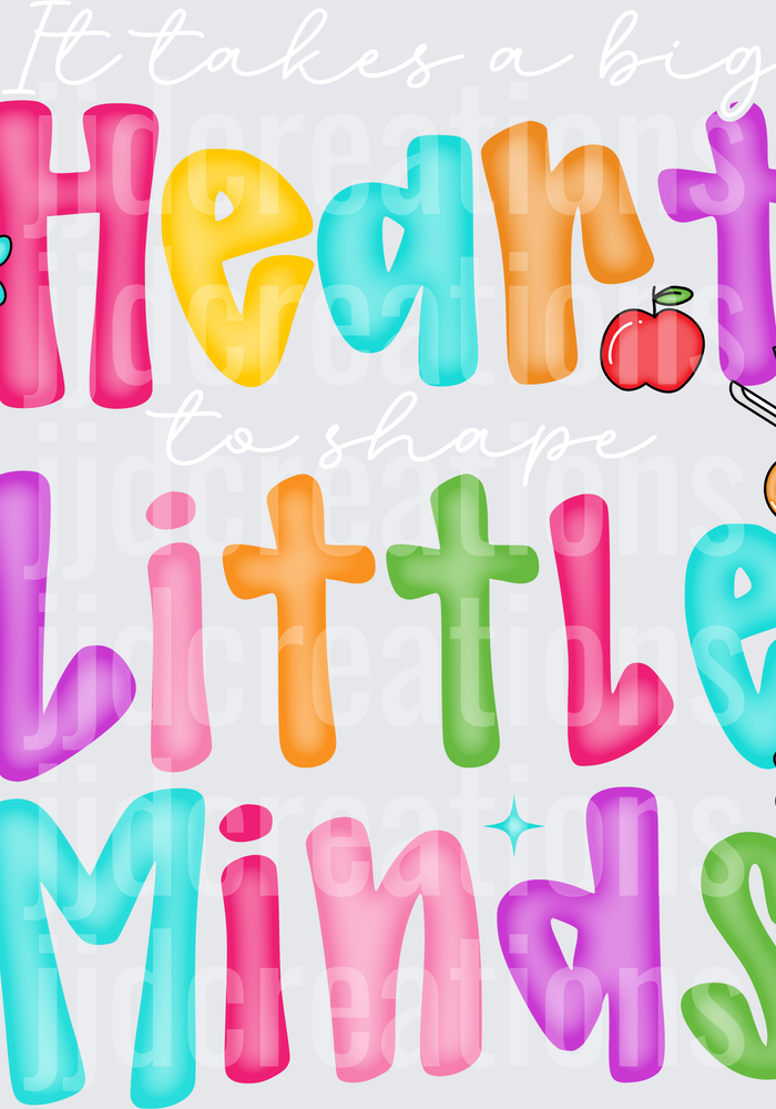 Heart Little Minds Colorful School Typography with Pencil Apple Scissors