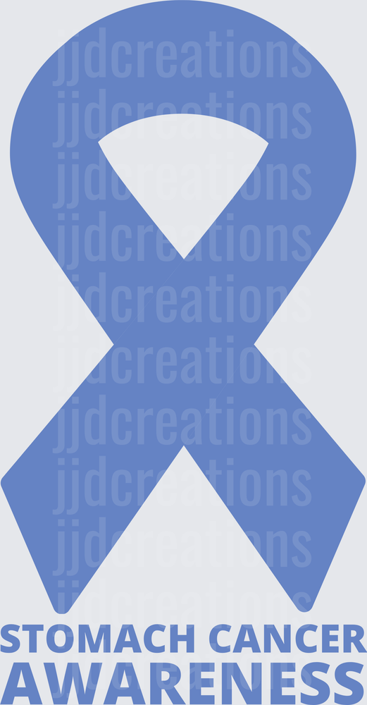 Stomach Cancer Awareness Blue Ribbon with Text