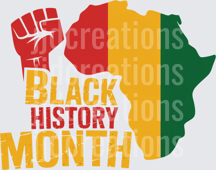 Black History Month African Continent with Raised Fist
