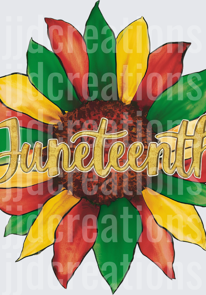Juneteenth Sunflower with Red Yellow Green Petals