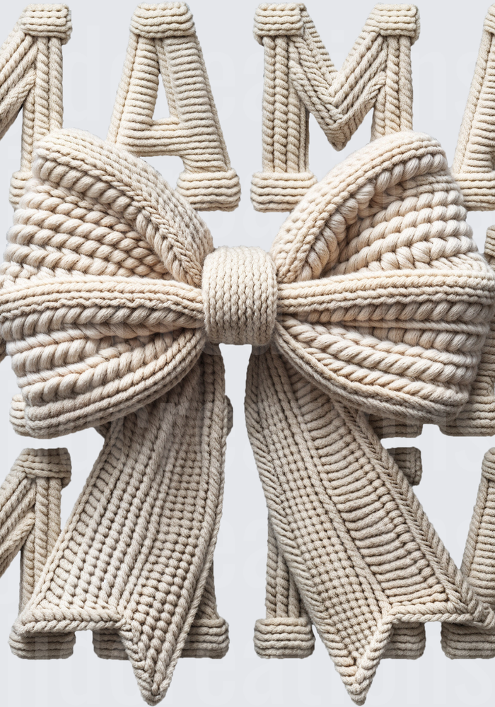 Rope Textured MAMA Letters with Nautical Bow Tie Design