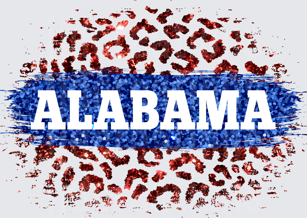 Alabama Red White Blue Glitter Distressed Flag Design