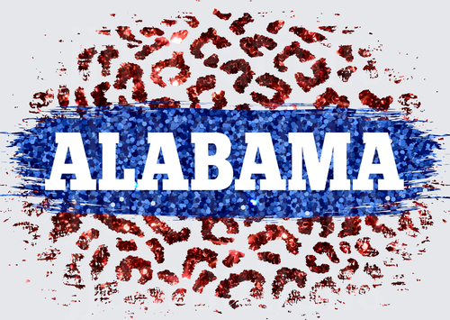 Alabama Red White Blue Glitter Distressed Flag Design
