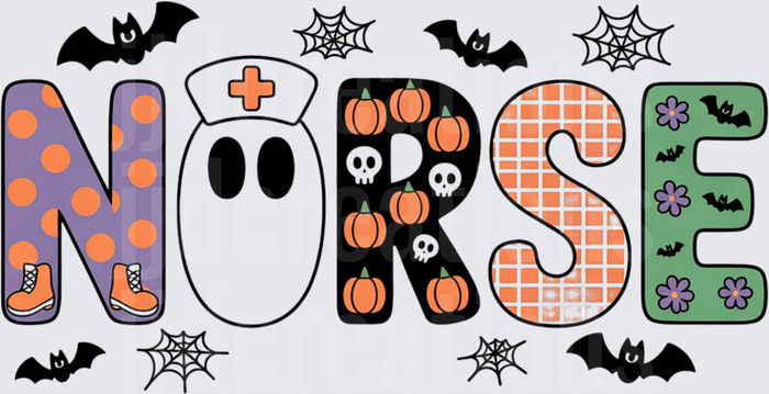 Halloween NURSE Letters with Bats and Spider Webs